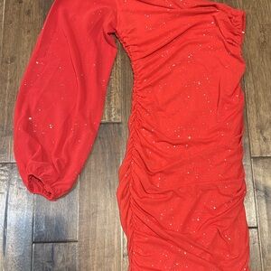 Elegant Red Ruched Skirt